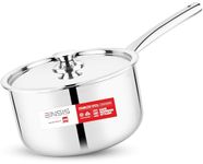 ENSIS Triply Stainless Steel Saucepan with Steel Lid, 20 cm, 3.25 LTR | Heavy Bottom Tea & Milk Pan | Induction & Gas Compatible | 5 Years Warranty