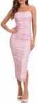 Milumia Women's Bodycon Maxi Dress Strapless Tie Dye Long Tube Dress Rose Pink