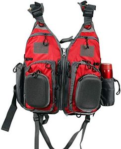 Flygo Fly Fishing Vest Pack Adjustable for Men and Women (One Size, #3 Red)