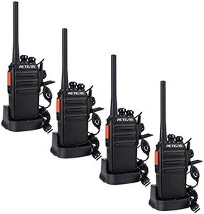 Retevis RT24 Plus Funkgeräte, PMR Walkie Talkie Erwachsene, 16 Kanäle IPx4 Wetterschutz Handfunkgerät Professionell, Lizenzfrei Walkie Talkie 4er Set mit Headset(4 Stück, Schwarz)