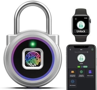 Gym Locker Padlock Fingerprint Padlock eLinkSmart Waterproof Keyless Smart Lock iOS Watch App Unlock View Record Combination Padlock for School Gym Locker Gun Case Field Box Colorful Acrylic
