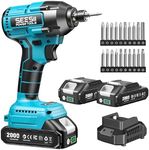 Seesii Impact Driver Kit, 21V Max Torque 1590In-lbs(180N.m) Cordless Impact Driver Set with Two 2.0Ah Battery, 1/4" Hex Chuck Power Impact Drill, 0-2500RPM Variable Speed, 20Pcs Drill Bits, QH150