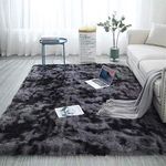 imra carpet Soft Modern Shag Area Rugs Fluffy Living Room Carpet Comfy Bedroom Home Decorate Floor Kids Playing Mat 5 Feet By 7 Feet, Grey Purple, Large Rectangle