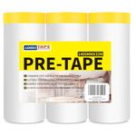 ADHES Pre Taped Masking Film with Adhesive Edge, 55 inch x 108feet x 3 Rolls No Residue Masking Tape for Painting, Automotive, and DIY Projects Tape and Drape for Floor Furniture Protection