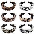 Belle Vous Leopard Print Headbands for Women's Hair (6 Pack) - Ladies Hair Bands in 6 Designs - Knot Headband/Head Bands for Adult Women - Hair Bandanas for Women & Girls