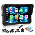 Wireless CarPlay Motorcycle Portable Navi Display with 5 Inch HD Touch Screen Android Auto, Support Dual Bluetooth GPS Tire Pressure Monitoring IP68 Waterproof Siri Voice Control for Moto Motorbike