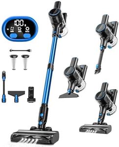 Cordless Vacuum Cleaner, 8-in-1 Stick Vacuum with LED Display & 3 Modes Suction, Detachable Battery, Lightweight Vacuum Cleaner for Home Hardwood Floors Carpets and Pet Hair (Blue)