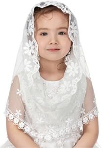 PAMOR Infinity First Communion Veils for Girls Lace Chapel Veil Mantilla Veils Latin Mass Church Veil for Catholic Baptism, White F
