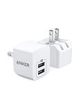 USB Charger, Anker 2-Pack Dual Port 12W Wall Charger with Foldable Plug, PowerPort Mini for iPhone Xs/X / 8/8 Plus / 7 / 6S / 6S Plus, iPad, Galaxy Note 5 / Note 4, HTC, Moto, and More (2 Pack)