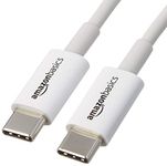 Amazon Basics USB-C to USB-C 2.0 Fast Charger Cable, 480Mbps Speed, USB-IF Certified, for Apple iPhone 15, iPad, Samsung Galaxy, Tablets, Laptops, 1.8 m, White