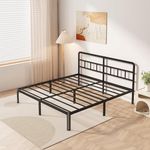 Yicensen 14 Inch California King Bed Frames with Headboard, Heavy Duty Metal Cal King Platform Bed Frame with Rounded Corner Legs, No Box Spring Needed, Noise Free, Easy Assembly, Black