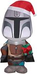 Gemmy Christmas Airblown Inflatable Inflatable Mandalorian with Gift Box, 3.5 ft Tall, Grey