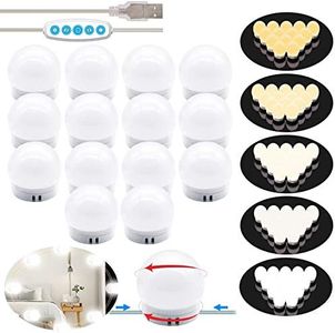 14 Lámparas Led para Espejo, Iluminación de Maquillaje con Cable Oculto con 5 Colores Ajustable, Lámpara de Espejo Estilo Hollywood, Iluminación de Espejo USB para Espejo de Maquillaje 14 Lámparas Led