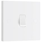 BG Electrical Single Wall Light Switch, 2 Way, Square Edge, Nexus 900 Series, White Moulded, 20A, 16AX, 912