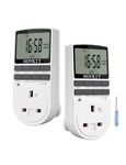 2 x NOVKIT Digital Security Timer Plug Socket Programmable Switch Timer with 10 ON-Off Programs and Random Mode for Home and Indoor (230V, 13A, 2900W)