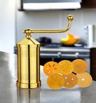 Whizzo Pure Brass Sev Sancha Machine with Free 6 Different Jali for Making Different Types of Sevaiya, Sev, Gathiya Murukku, Chakli, Bhujia Etc [600gm, Classic]