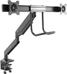 StarTech.com Desk Mount Dual Monitor Arm - Ergonomic Monitor VESA Mount 32" (17.6lb/8kg) Displays - Crossbar Handle for Synchronized Full Motion - Height Adjustable - C-Clamp/Grommet (ARMSLMBARDUO)