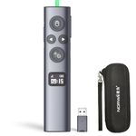 Norwii N95s BLE Presentation Clicker with Digital Pointer for PowerPoint Presentation on TV Screen and Projection Screen, Wireless Presenter Remote with Countdown Timer (Green Light-USB-A)