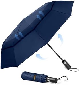 TECKNET Parapluie Pliant Coupe-vent, Parapluie de Voyage Automatique, Grand Parapluie Résistant au Vent avec 10 Baleines, Parapluie de Golf Solide et Léger, Parapluie Compact, Bleu