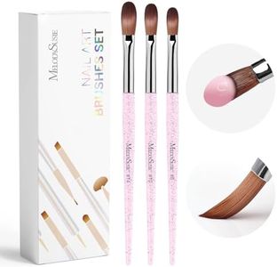 MelodySusie 3Pcs Acrylic Nail Brush Set, Size 8/10/14 Professional Nail Brushes for Acrylic Application Acrylic Powder Nail Art Extension and 3D Nail Carving for DIY Home Salon Nail Art Manicure Tool