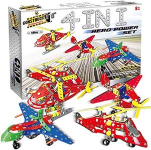 Construct IT Multi 4-in-1 Aero Power Building Set - 440 Pieces Plane Construction Set - STEM Education Toys for 8+ Year Olds - Build Your Own Helicopter and Model Aeroplane