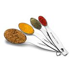 Steren Impex | Stainless Steel Measuring Spoon, Oval Shaped - Set of 4 (1/4 TSP, 1/2 TSP, 1 TSP, and 1 tbsp)