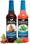 Syruvia Sugar-Free Holiday Syrup Variety Pack - Peppermint & Gingerbread - 25.4oz - 0 Calorie - 2-Flavor Holiday Gift Set, Gluten-Free, Kosher (2-Pack)