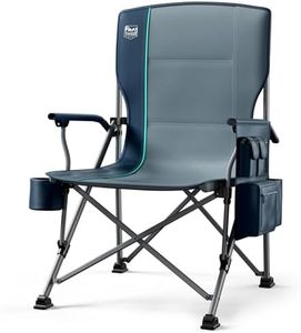 TIMBER RIDGE Oversized Folding Camping Chair for Adults Seat width 62cm, Heavy Duty Camping Chairs 230kg with Lumbar Support, High Back Portable Outdoor Chair Picnic Garden (Blue, Normal Back)