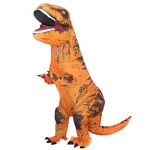 Inflatable T-REX Costume Adult Dinosaur Costumes Jumpsuit Air Blow up Halloween Cosplay Fancy Dress up Costume (Brown)