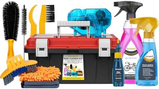 focopot Bike Cleaner Kit with Bicycle Cleaner(25 oz),Degreaser(10 oz),Oil Lubricant(2 oz),Cleaning Brush Tool,Bike Chain Cleaning kit to Clean and Lube Mountain/Road/MT/E Bike