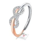 Rose Gold Rings - Adjustable Infinity Love Knot Ring, Eternity Promise Ring Sterling Silver Ring for Women, Cubic Zirconia Infinity Rings Women Thumb Ring Anniversary Jewellery Gifts for Her