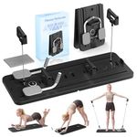 Pilates Reformer Machine, Portable Home Gym with Auto Rebound and Pilates Function, Abdominal Core Trainer, Push-up Board, Full Body Workout, Professional Fitness for Men and Women-Black