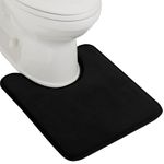 Gorilla Grip Thick Memory Foam Contoured Toilet Bath Rug 22.5x19.5, U Shape, Cushioned, Soft Floor Mats, Absorbent Cozy Bathroom Mat Rugs, Machine Wash and Dry, Plush Bath Room Carpet, Black