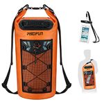 Piscifun Waterproof Dry Bag Backpack 40L Floating Dry Backpack with Waterproof Phone Case for Water Sports - Fishing Boating Kayaking Surfing Rafting Camping Gifts for Men and Women Orange