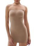 SHAPERX Women's Shaping Full Slips Strapless Shapewear Tummy Control Slip Under Dresses Seamless Body Shaper, UK-SZ5383-Sienna-S/M