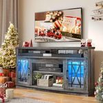 YITAHOME TV Stand Modern Entertainment Center for Living Room, 32'' Tall LED TV Media Console Table for 65 55 Inch, TV Cabinet with Adjustable Shelves and Glass Doors, Dark Rustic Oak, 59 Inch