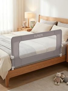 FUNEEK Bed Rail for Toddlers, 59in Swing Down Baby Bed Guard, Toddler Bed Side Rails for King Size Beds, Twin, Full, Queen,with Reinforced Anchor Safety System