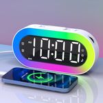 Alarm Clock, Digital Bedside Clock with Night Light, USB Charging Port, Sound Machine, Dimmer, Colourful LED Clock, Small Loud Alarm Clock for Kids Boys Girls Teenagers Heavy Sleepers Bedroom