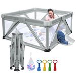 Baby Playpen Foldable, Heyo.Ja Large Play Yard, Playpen for Babies and Toddlers, Play Pens for Babies and Toddlers with Gate, Indoor & Outdoor Portable Play Pen (47"×63")