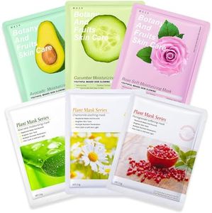 Confezione da 6 Maschera Viso, Maschere Viso Regalo Set, Sheet Face Mask, Maschera Bellezza Viso, Maschere In Tessuto Viso, Idratazione profonda, spa per la pelle
