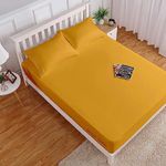 Day Care - Soft Brushed Microfiber King Size (72" x 78") Inch Fitted Elastic Bedsheet + 2 Pillow Cover for Luxurious Softness Upto 10" Thick Mettress|Gold Yellow