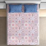 Wakefit Cotton Fitted Bedsheet | 160 TC Elastic Fitted Sheet, Queen Bed Bedsheet with 2 Pillow Covers | Karol - 75x60 inches