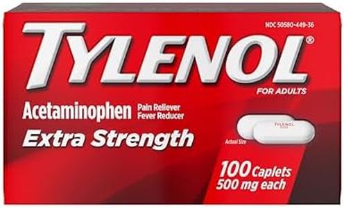 Tylenol Extra Strength Caplets, Fast, Strong Pain Relief Pills, Fever Reducer for Adults, Acetaminophen 500 mg, Gentle on Stomach, Headache, Backache, Minor Aches, Pains, Minor Arthritis, 100 Count