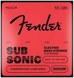 Fender 9050M Stainless Steel Flatwound Long Scale Electric Bass Guitar Strings - Medium