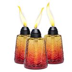 Backyadda Stylish Glass Torches for Your Table or Patio with Many Colors to Choose from. Set of 3 Torches. (Crimson Sunset)