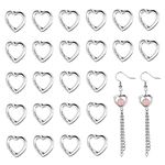 NBEADS 200 Pcs Tibetan Style Alloy Heart Bead Frames, Antique Silver Hollow Heart Loose Beads Metal Heart Pendant Charms for DIY Craft Bracelet Wristbands Necklace Jewelry Making, Hole: 1mm