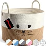 Gleckn Baskets For Organizing Cute Animal Storage Baskets Cat Toy Basket Big Cotton Rope Hamper Organizer For Laundry, Towels, Blanket, Toys, Clothes, Gifts 15‘’* 15‘’* 15 (Design 2)