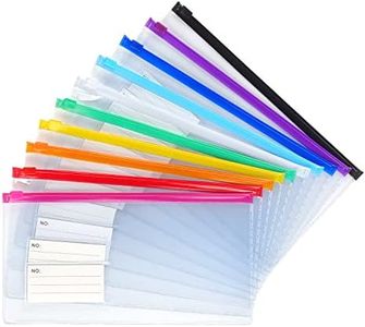 Tamaki 10 Pack Zipper Plastic Envelopes, Small Plastic Envelopes, A6 Size for Pencil Case Bulk, Bill Bag, 10 Color (9x4.7 Inch)