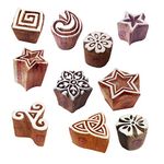 Royal Kraft Clay Print Stamps Attractive Small Geometric Pattern Wood Blocks - Set of 10