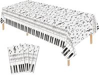 Hegbolke 4 Pack Musical Notes Tablecloths 86.6 x 51.2Inch Reusable Rectangular Music Tablecovers Piano Key Table Cover Musical Notes Theme Birthday Party Decoration for Music Party Decorations